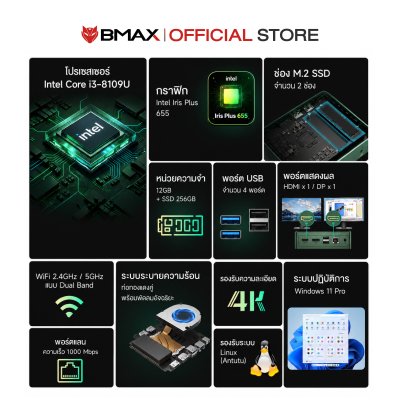 BMAX B6 i5-8109U RAM 12GB + SSD 256GB