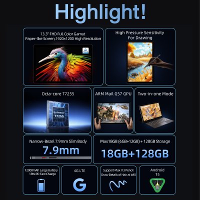 BMAX i13 จอ 13.3 นิ้ว RAM 18GB ROM 128GB Android 15 รองรับปากกา