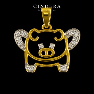 จี้เพชรทองคำแท้ รุ่น หมูน้อย ตัวเรือนทอง 9K ITALY 375