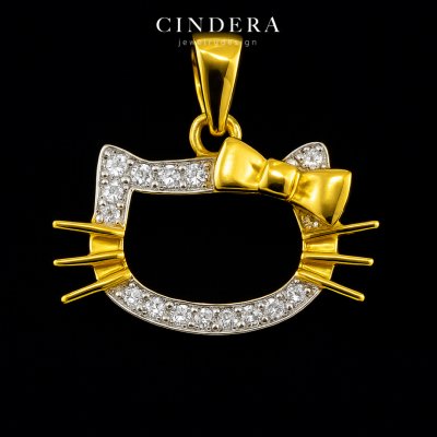 จี้เพชรทองคำแท้ รุ่น คิตตี้ ตัวเรือนทอง 9K ITALY 375