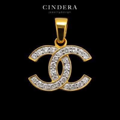 จี้เพชรทองคำแท้ รุ่น CC ตัวเรือนทอง 9K ITALY 375