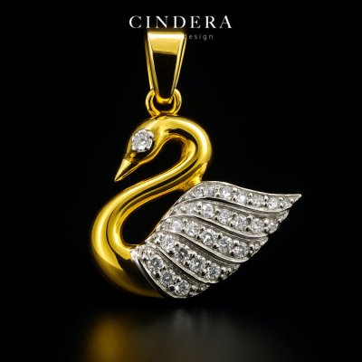 จี้เพชรทองคำแท้ รุ่น หงส์เพชร ตัวเรือนทอง 9K ITALY 375