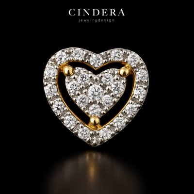 จี้เพชรทองคำแท้ รุ่น หัวใจล้อมเพชร ตัวเรือนทอง 9K ITALY 375