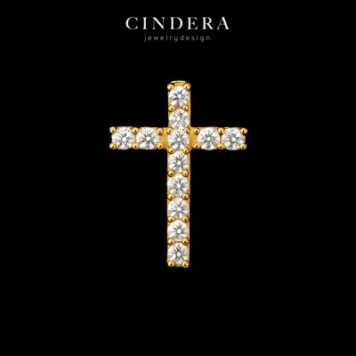 จี้เพชรทองคำแท้ รุ่น กางเขน ตัวเรือนทอง 9K ITALY 375