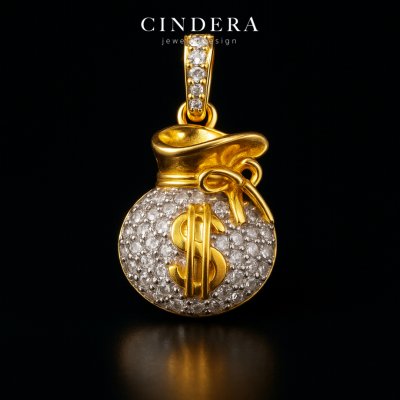 จี้เพชรทองคำแท้ รุ่น ถุงทอง ตัวเรือนทอง 9K ITALY 375