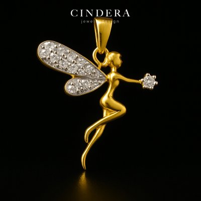 จี้เพชรทองคำแท้ รุ่น นางฟ้า ตัวเรือนทอง 9K ITALY 375