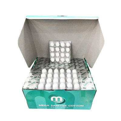 MEGA SANITIZE COTTON สำลีชุบแอลกอฮอล์ 8ก้อน