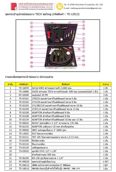 กระเป๋าอุปกรณ์ซ่อมยาง TECH (ชุดใหญ่)