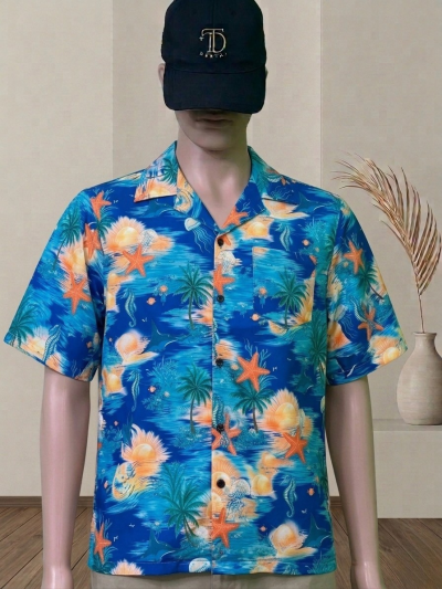 เสื้อฮาวายลายแรนดอมม้าน้ำปลาดาว