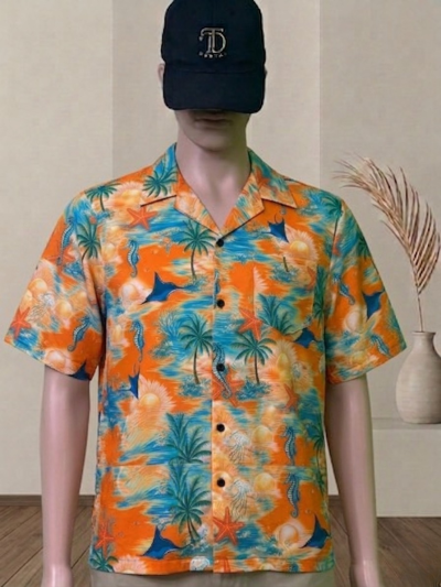 เสื้อฮาวายลายแรนดอมม้าน้ำปลาดาว
