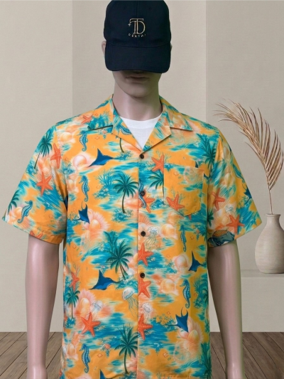 เสื้อฮาวายลายแรนดอมม้าน้ำปลาดาว