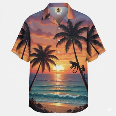 เสื้อฮาวายลายลิงบนต้นมะพร้าว