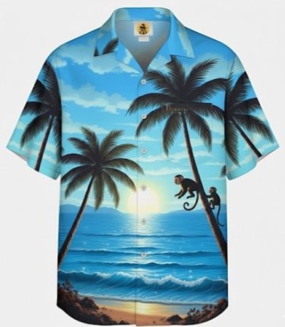 เสื้อฮาวายลายลิงบนต้นมะพร้าว