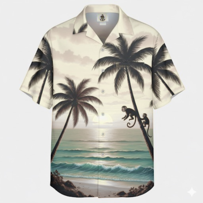 เสื้อฮาวายลายลิงบนต้นมะพร้าว