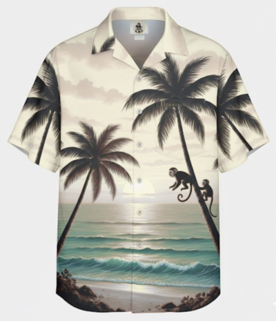 เสื้อฮาวายลายลิงบนต้นมะพร้าว