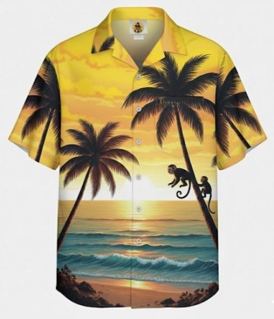 เสื้อฮาวายลายลิงบนต้นมะพร้าว