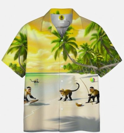 เสื้อฮาวายลายลิงบนทราย
