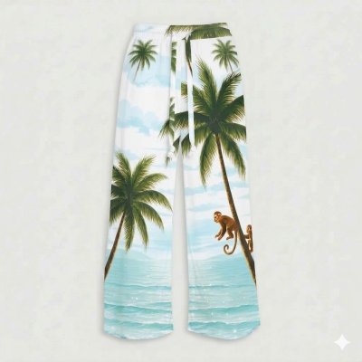 กางเกงขายาวลายลิงบนต้นมะพร้าว