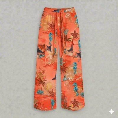 กางเกงขายาวลายแรนดอมม้าน้ำปลาดาว