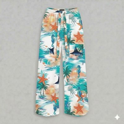กางเกงขายาวลายแรนดอมม้าน้ำปลาดาว
