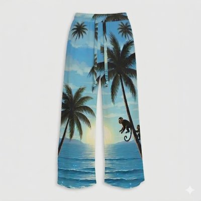 กางเกงขายาวลายลิงบนต้นมะพร้าว