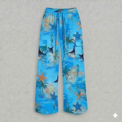 กางเกงขายาวลายแรนดอมม้าน้ำปลาดาว