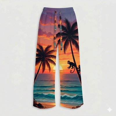 กางเกงขายาวลายลิงบนต้นมะพร้าว