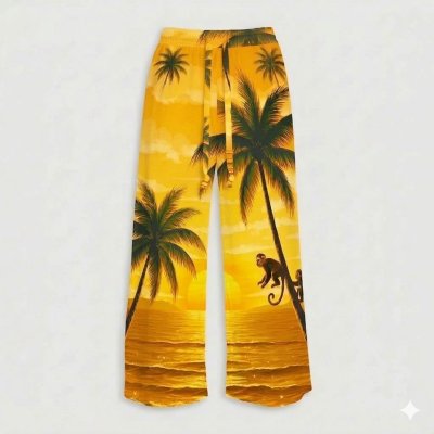 กางเกงขายาวลายลิงบนต้นมะพร้าว