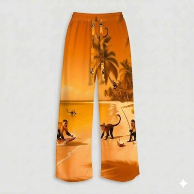กางเกงขายาวลายลิงบนทราย
