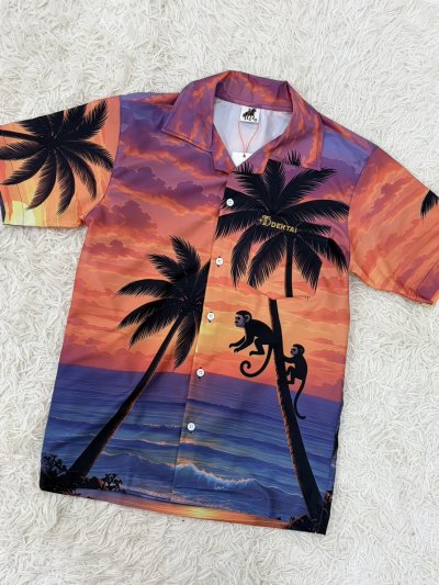 เสื้อฮาวายลายลิงบนต้นมะพร้าว