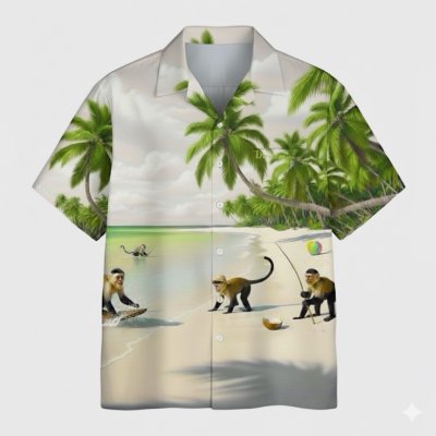 เสื้อฮาวายลายลิงบนทราย