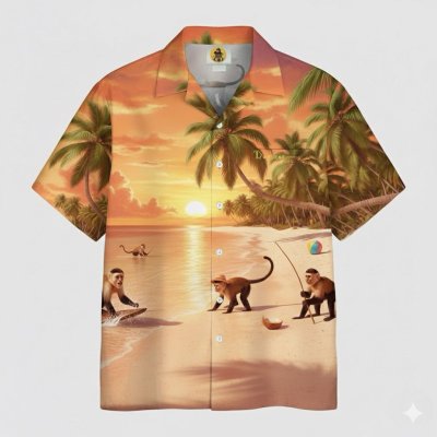 เสื้อฮาวายลายลิงบนทราย