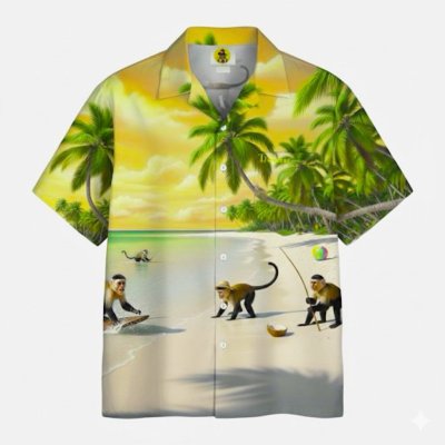 เสื้อฮาวายลายลิงบนทราย