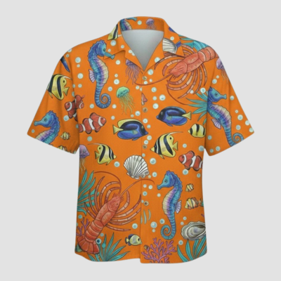 เสื้อฮาวายลายแรนดอมหอยทะเล