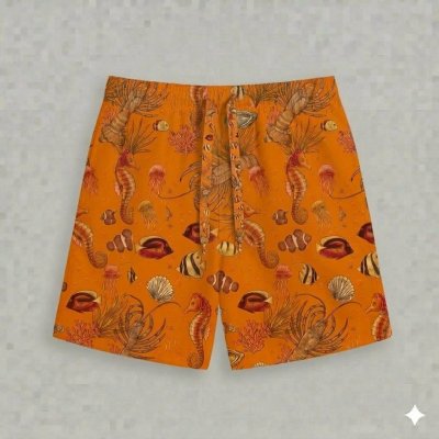 กางเกงขาสั้นลายแรนดอมหอยทะเล