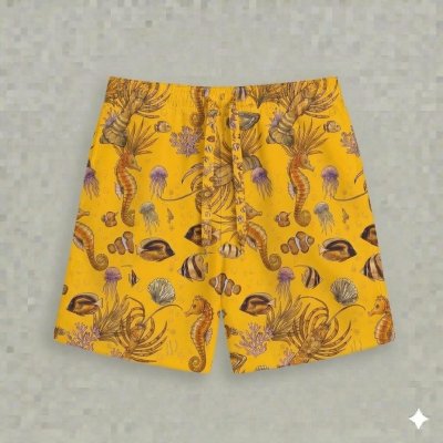 กางเกงขาสั้นลายแรนดอมหอยทะเล