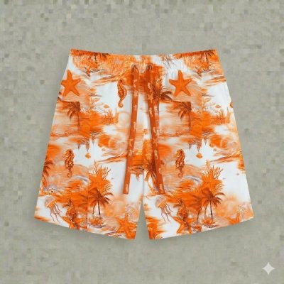 กางเกงขาสั้นลายแรนดอมม้าน้ำปลาดาว