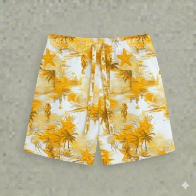 กางเกงขาสั้นลายแรนดอมม้าน้ำปลาดาว