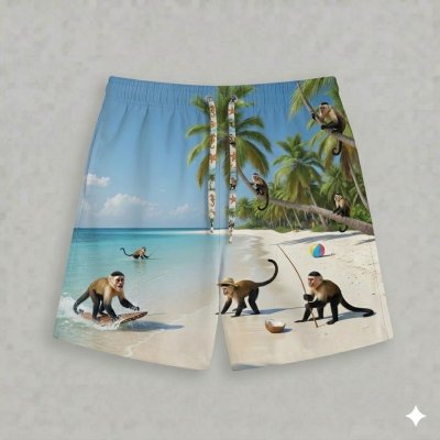 กางเกงขาสั้นลายลิงบนทราย