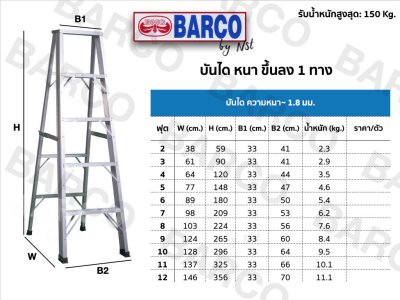 Barco by NST บันไดพับ หนา 1.8 มม.1 ทาง 11 ฟุต
