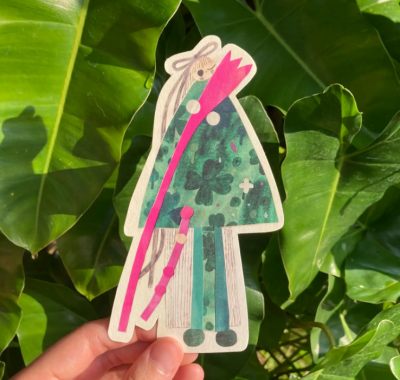 Postcard : rain lily girl card