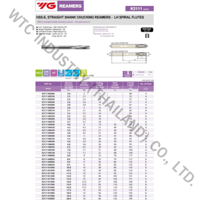 REAMERS YG H7 ขนาด 6 mm.