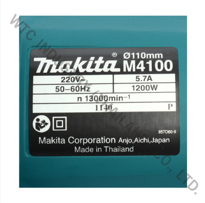MAKITA M4100ZX1B เครื่องตัดไฟฟ้า ขนาด 4 นิ้ว (110 มม.) กำลังไฟ 1,200 วัตต์ ความเร็วรอบ 13,000 รอบ/นาที (มากีต้า MT-Series)