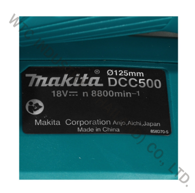 MAKITA DCC500Z เครื่องตัดกระเบื้องไร้สาย 18 โวลต์ ขนาด 5 นิ้ว ความเร็วรอบตัวเปล่า 8,800 รอบ/นาที ไม่รวมใบตัด ไม่รวมแบตเตอรี่และแท่นชาร์จ (มากีต้า)