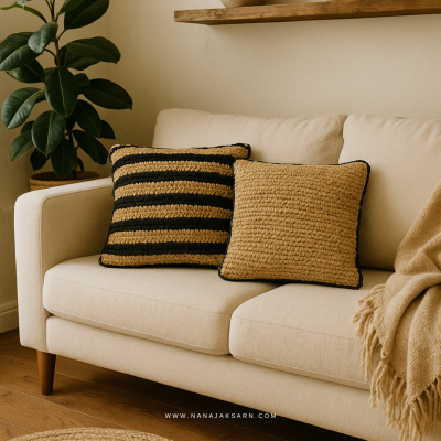 RAFFIA WOVEN PILLOW 40X40 CM.