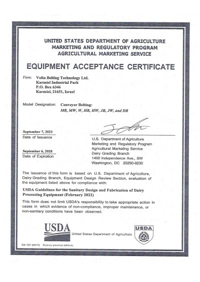 ได้รับการรับรองจาก USDA United States Department of Agriculture