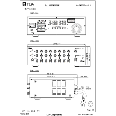 TOA A-2128M AS | มิกเซอร์แอมป์ 120W x 2 PA Amplifier