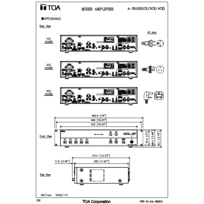 TOA A-3512D | ดิจิตอล มิกเซอร์แอมป์ 120 วัตต์ สามารถเลือกโซนได้ 2 แชนแนล Mixer Amplifier 120W