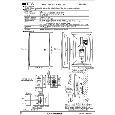 TOA | BS-634 ลำโพงติดผนัง ดอก 5 นิ้ว 6 W