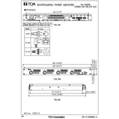 TOA DA-250FH CE Multichannel Power Amplifier 250W x 4 เครื่องขยายเสียง 4x250 วัตต์